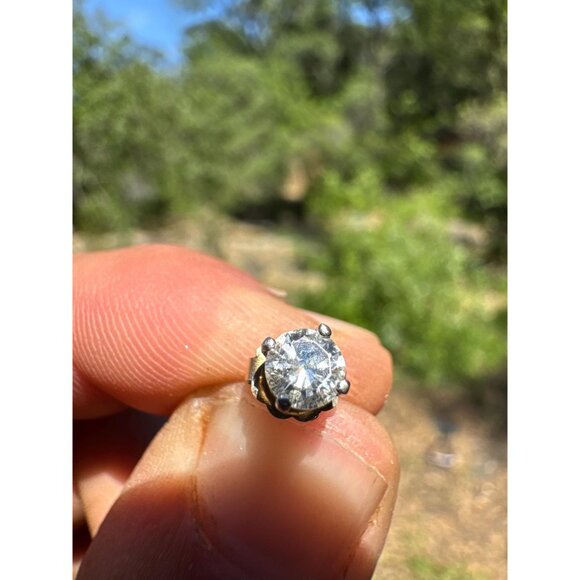 Vintage 1/4 carat Diamond 14k White Gold Earring SINGLE - Great Mens Man Earring - Picture 8 of 8
